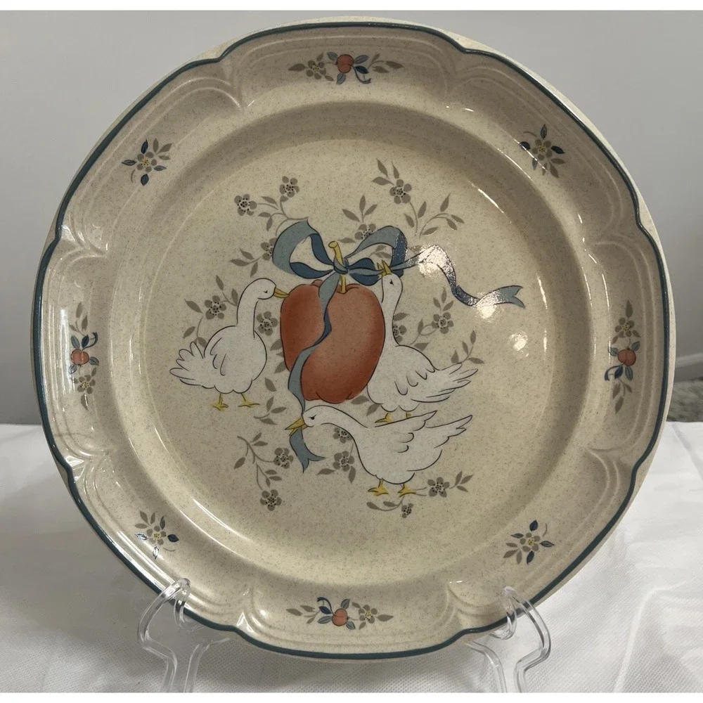 International Marmalade Stoneware Serving Platter Plate Geese Country Cottage